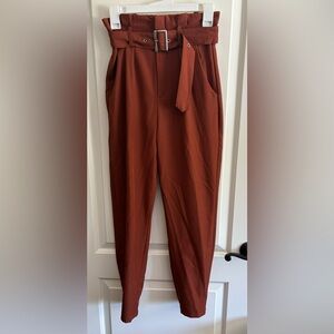 Wide Leg Dress Pants w/ Attached Belt